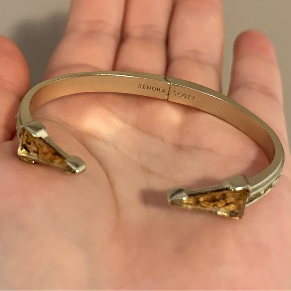 Kendra Scott Misty Hinge Bracelet Gold w/ Brown Triangle Stones - Picture 4 of 5
